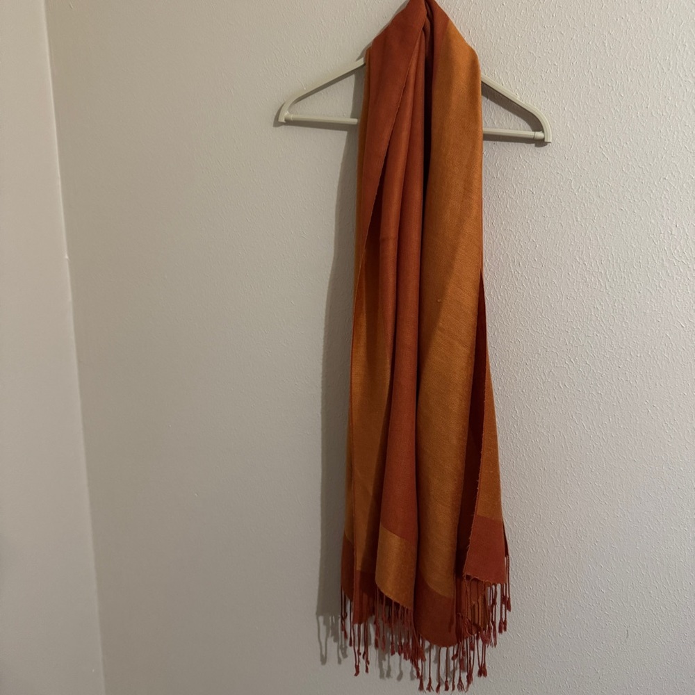 Cashmere Seta Pashmima Rectangular Orange Scarf 2… - image 3